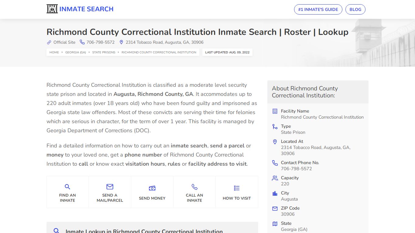 Richmond County Correctional Institution Inmate Search ...