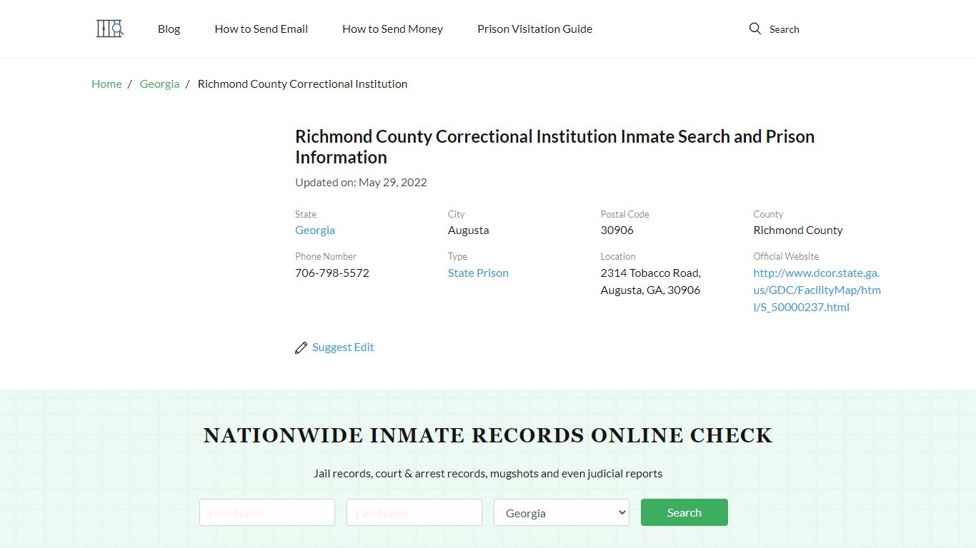 Richmond County Correctional Institution Inmate Search ...